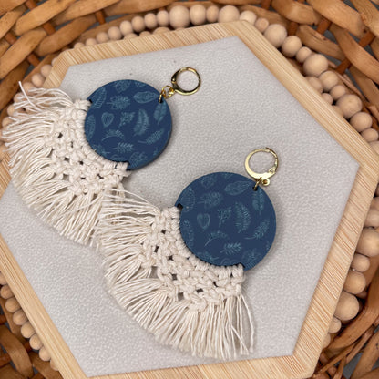 Botanical Palm Leaf Macrame Earrings